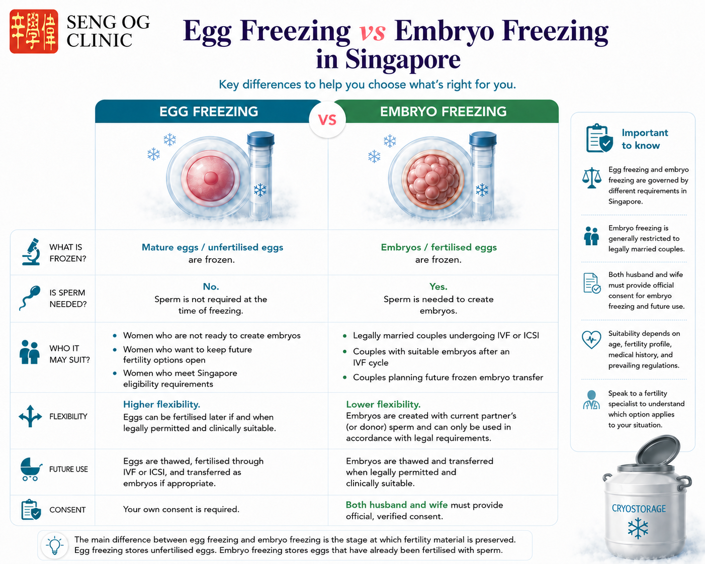 Egg Freezing vs Embryo Freezing Side-by-Side Comparison