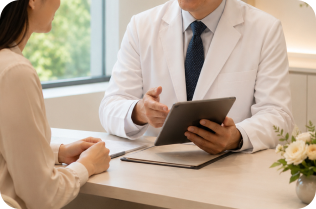 Patient consulting Doctor about pregnancy