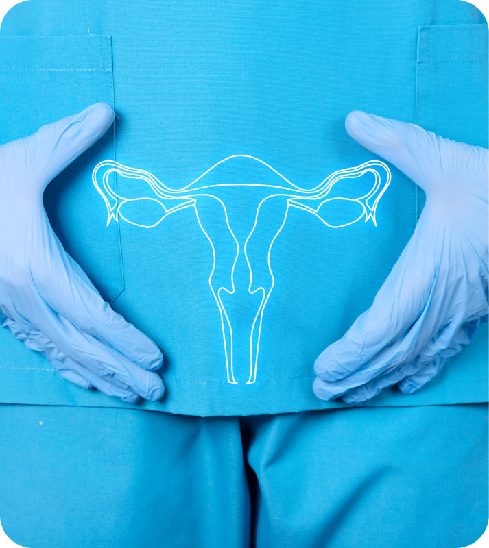 Illustration of laparoscopic gynaecological surgery procedure