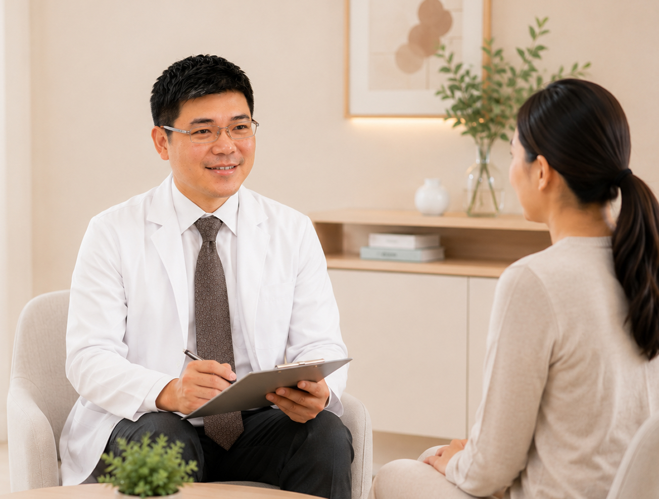 Dr Seng providing consultation at Seng's OG Practice Singapore