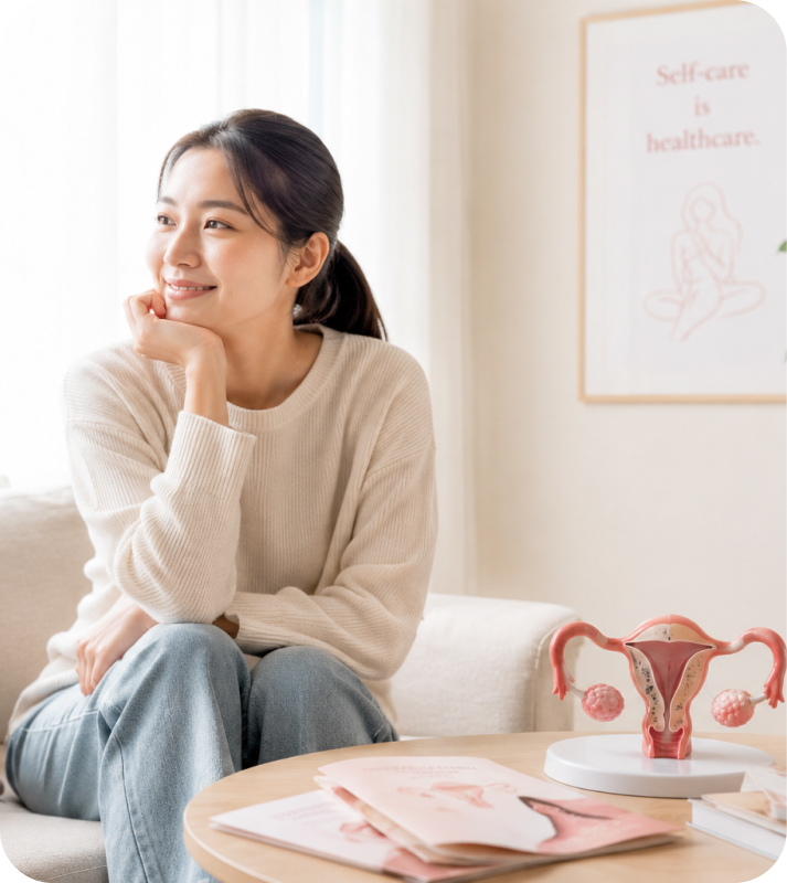Woman thinking about gynaecology care